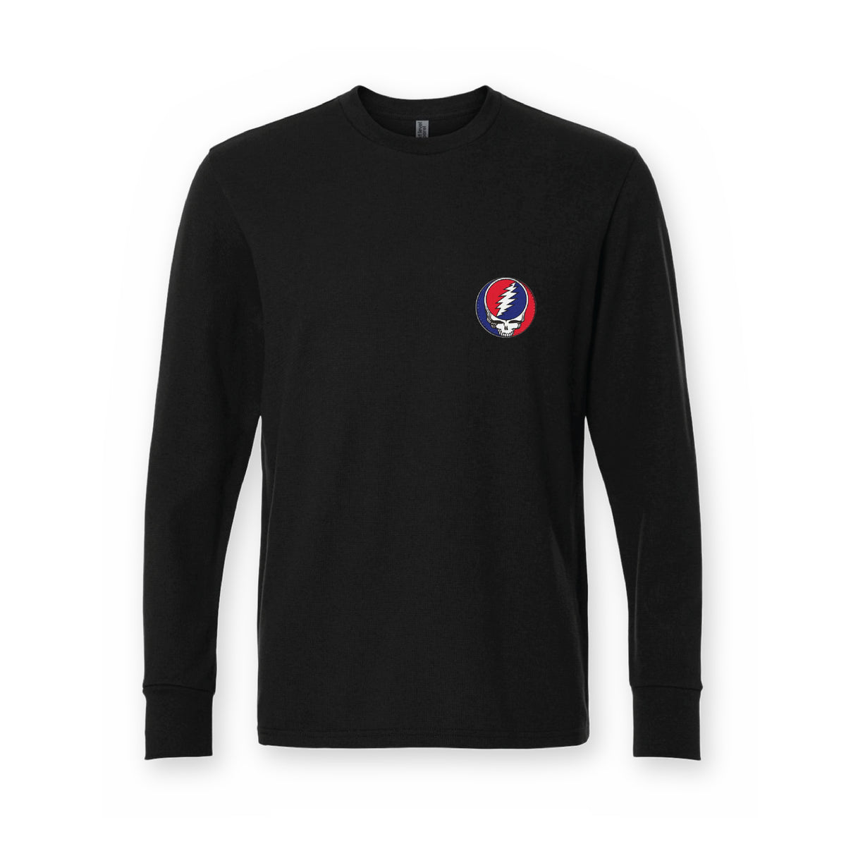 Grateful Dead Embroidered Patch Stealie Thermal Long Sleeve T-Shirt - Black
