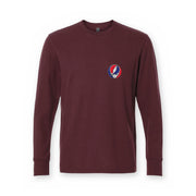 Grateful Dead Embroidered Patch Stealie Thermal Long Sleeve T-Shirt - Maroon