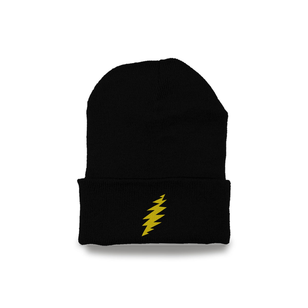 Grateful Dead Embroidered Yellow Bolt Cuffed Beanie - Black