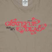 Close-up of the Est. '65 Palo Alto print on a khaki t-shirt