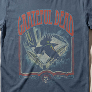 Close-up of the New York City 1/3/70 print on a navy t-shirt