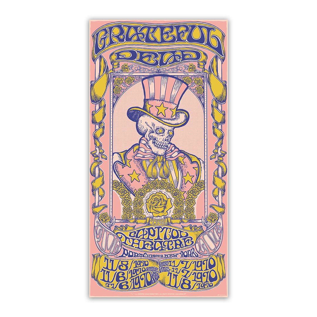 Grateful Dead November 1970 6 Show Run V5 poster by Taylor Rushing featuring surreal psychedelic artwork with celestial motifs and vintage concert details