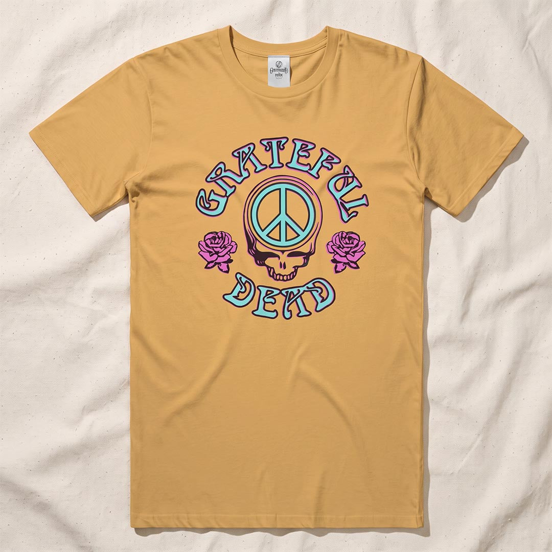 Peace Head T-Shirt in Mustard — Officially licensed Grateful Dead T-Shirt from Relix