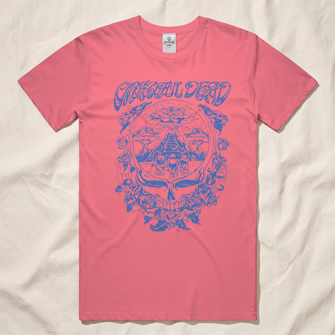 Pyramid Stealie T-Shirt in Watermelon — Officially licensed Grateful Dead T-Shirt from Relix