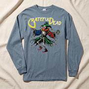 Rainbow Jester Long Sleeve T-Shirt in Ice Blue — Officially licensed Grateful Dead Long Sleeve T-Shirt from Relix