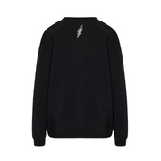 Back view of Grateful Dead rhinestone Stealie relaxed sweatshirt in solid black
