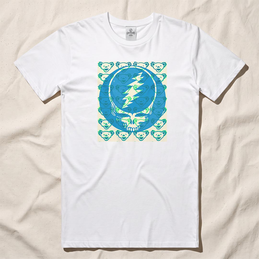 Stamped Bear Stealie T-Shirt in White — Officially licensed Grateful Dead T-Shirt from Relix
