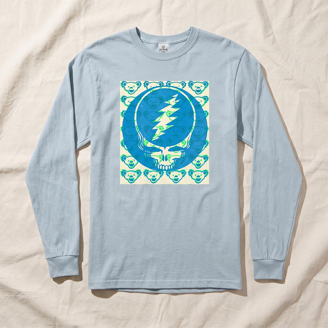 Stamped Long Sleeve T-Shirt in Chambray — Officially licensed Grateful Dead Long Sleeve T-Shirt from Relix
