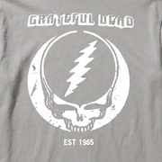 Close-up of the Steal Your Face print on a gray long-sleeve t-shirt