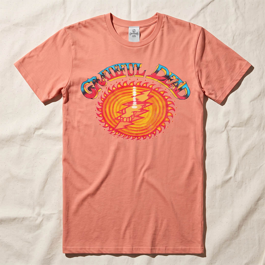 Grateful Dead Sunshine Stealie Tee - Neon Red Orange
