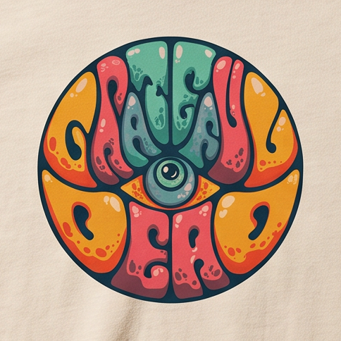 Close-up of the Drew Millward design on a t-shirt