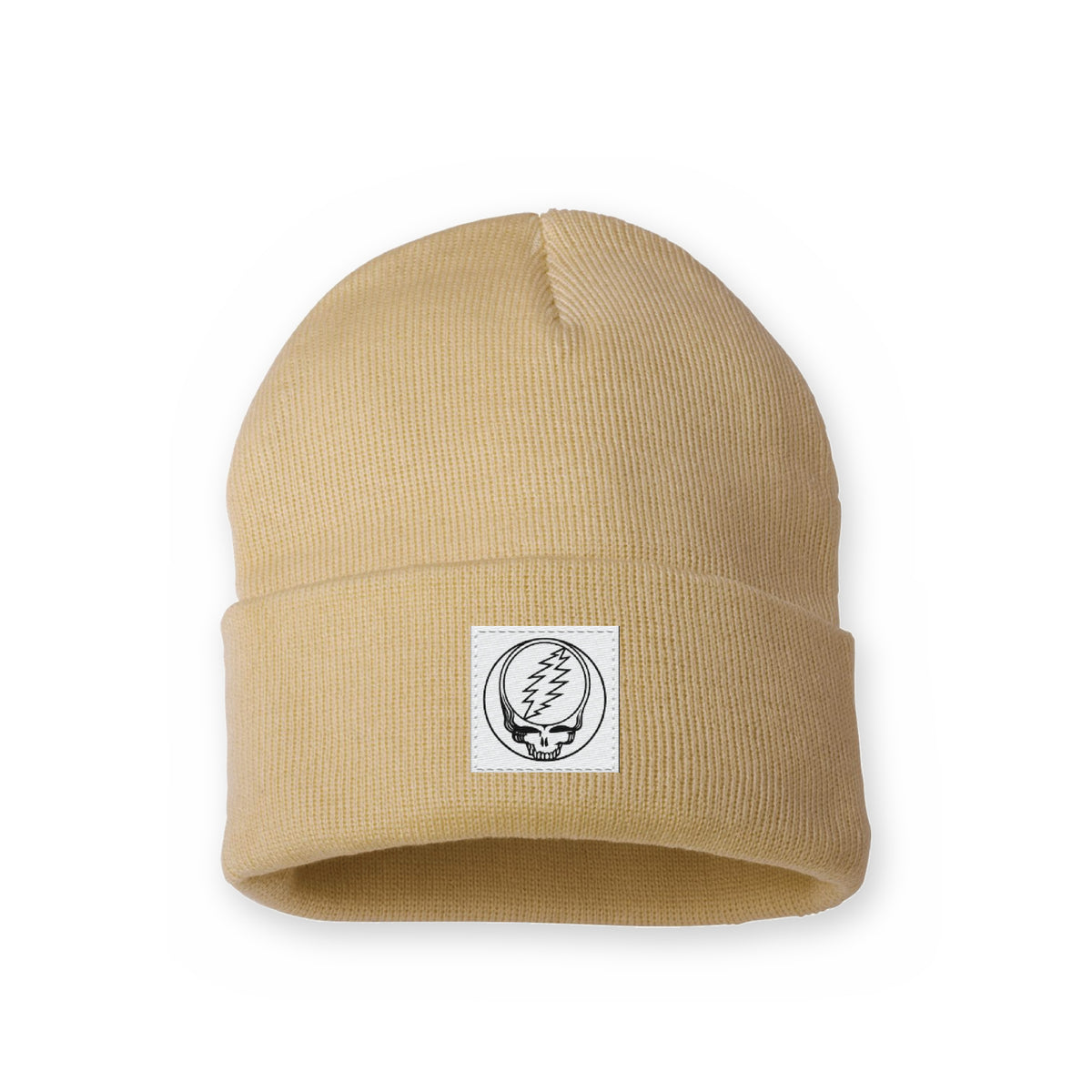 Grateful Dead Woven Label Stealie Cuffed Beanie - Camel