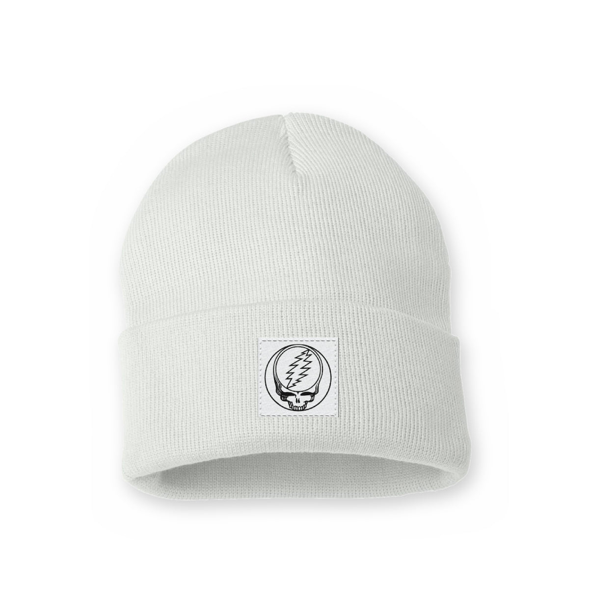 Grateful Dead Woven Label Stealie Cuffed Beanie - White