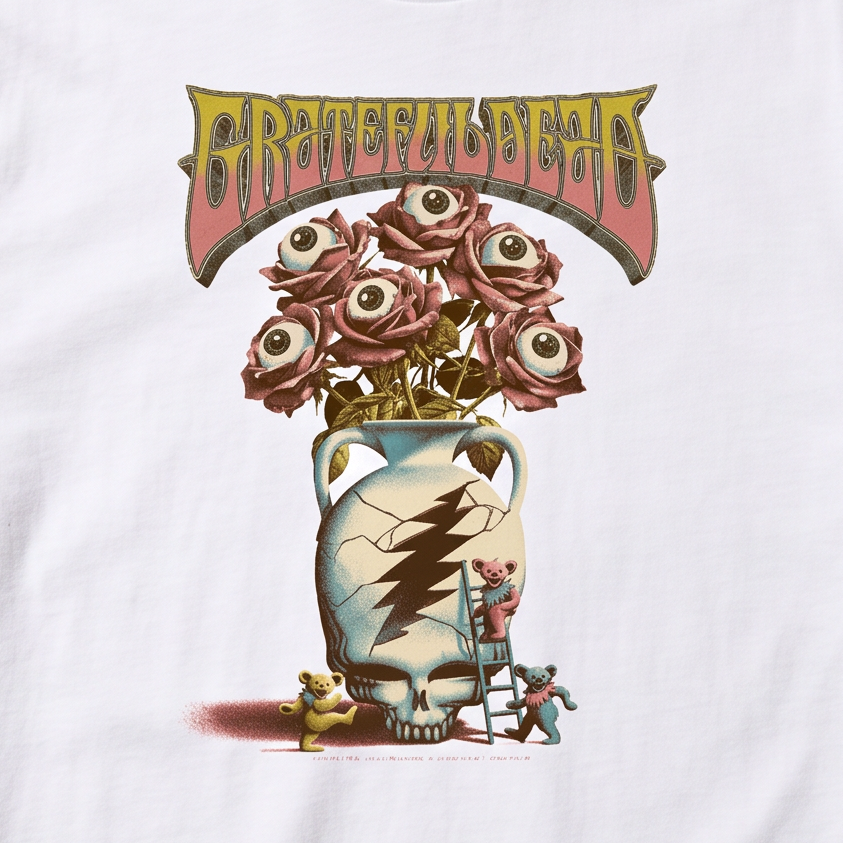 Close-up of the Max Loeffler design on a t-shirt