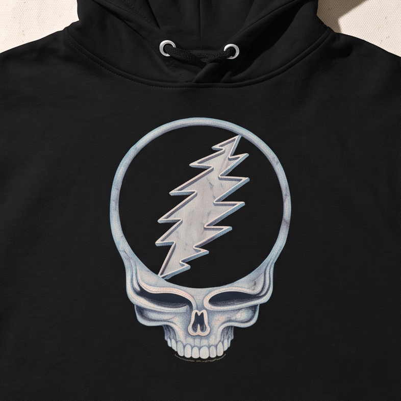 Close-up of the Paul Kreizenbeck design on a sweatshirt