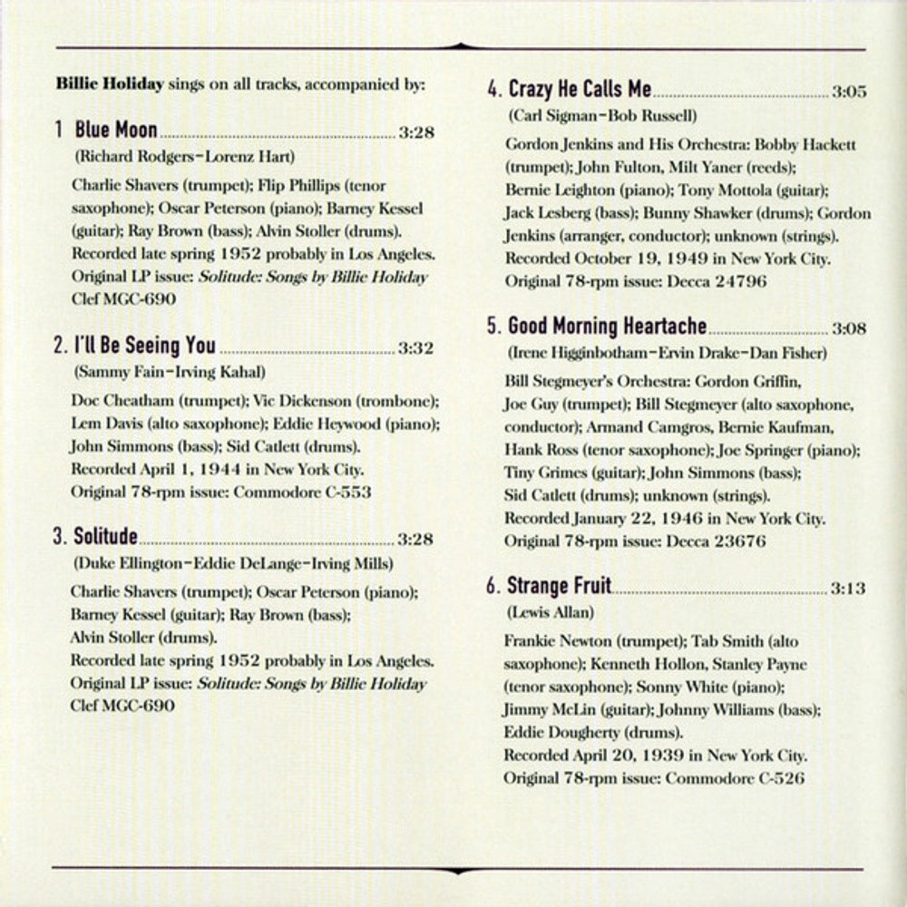 Image 2: Billie Holiday – Great Women Of Song: Billie Holiday CD | Relix