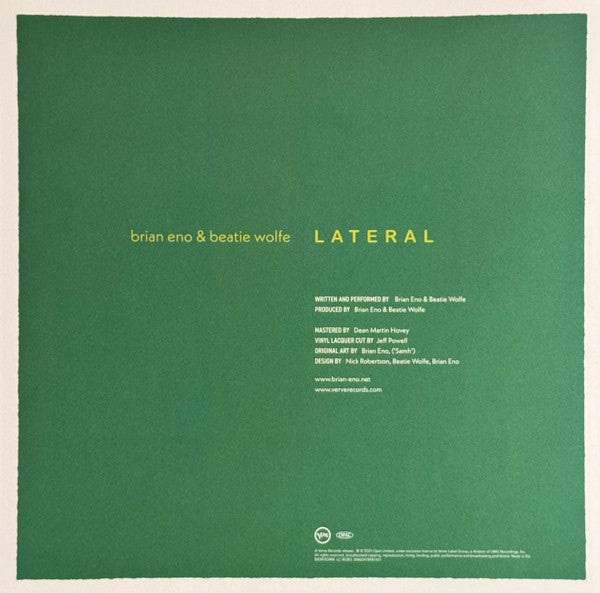 Image 2: Brian Eno and Beatie Wolfe – Lateral (BioVinyl LP Vinyl) Vinyl LP | Relix