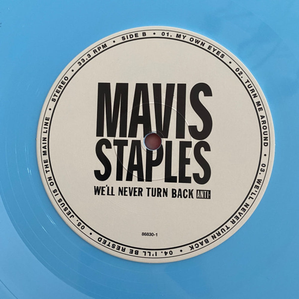Image 2: Mavis Staples – We'll Never Turn Back: 15th Anniversary Edition (Limited Edition Aqua Blue LP Vinyl) Vinyl LP | Relix