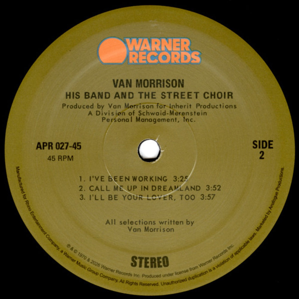 Image 2: Van Morrison – His Band & the Street Choir (2lp/180g/45rpm) Vinyl LP | Relix