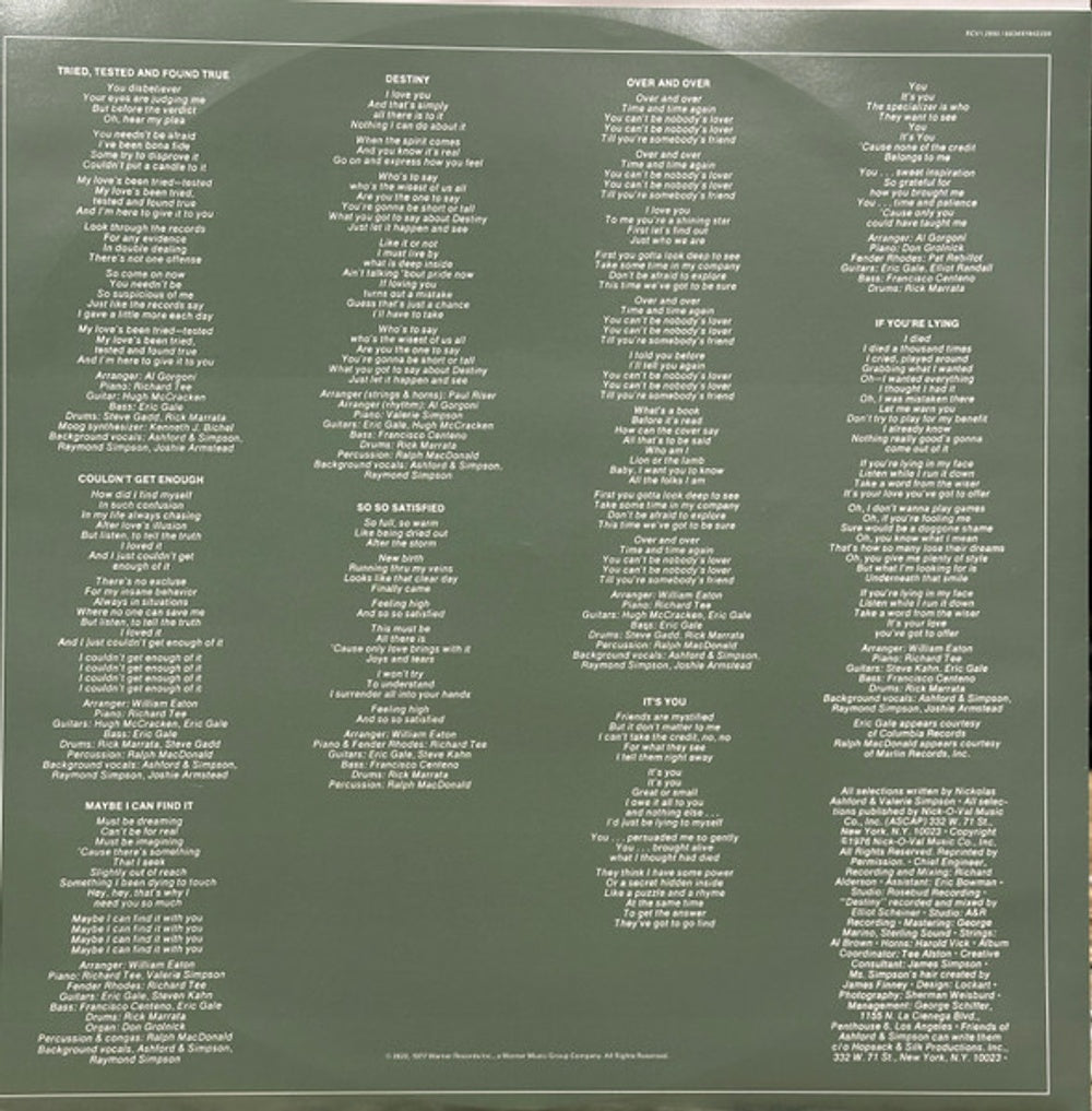 Image 3: Ashford & Simpson – So So Satisfied (Spring Green LP Vinyl) Vinyl LP | Relix