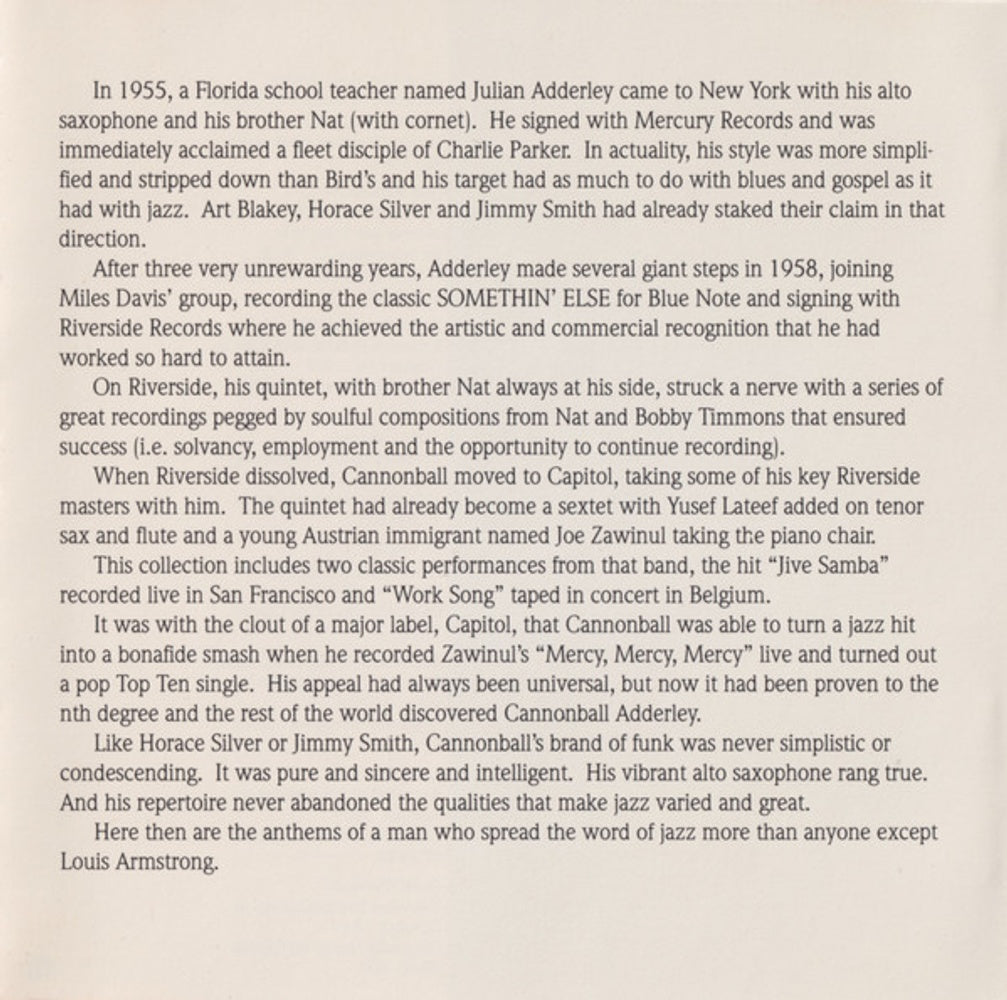 Image 3: Cannonball Adderley Quintet – Best of the Capitol Years CD | Relix
