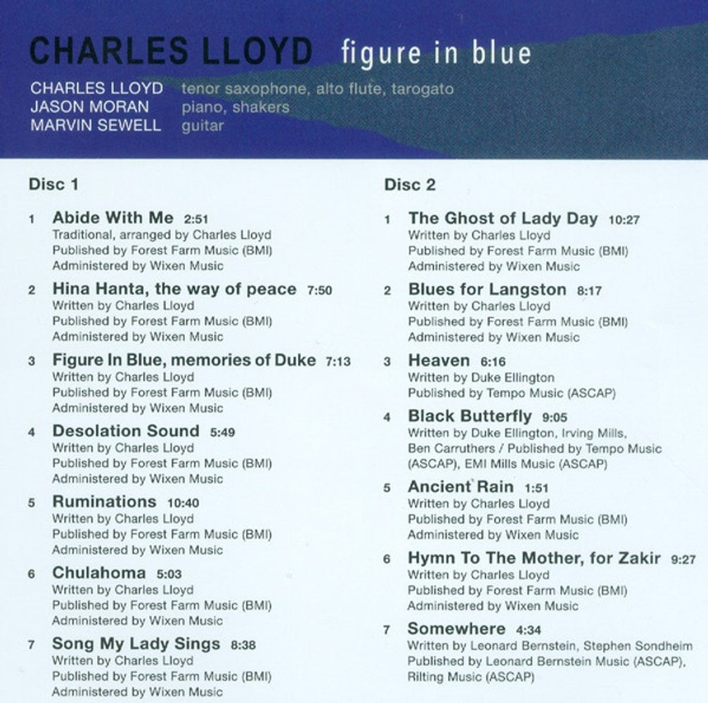 Image 3: Charles Lloyd – Figure In Blue CD | Relix