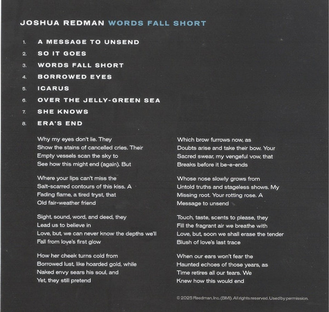 Image 3: Joshua Redman – Words Fall Short (Sft CD) CD | Relix