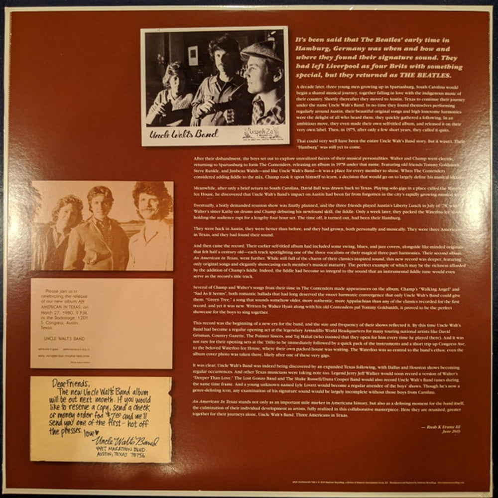 Image 3: Uncle Walt's Band – An American In Texas Vinyl LP | Relix