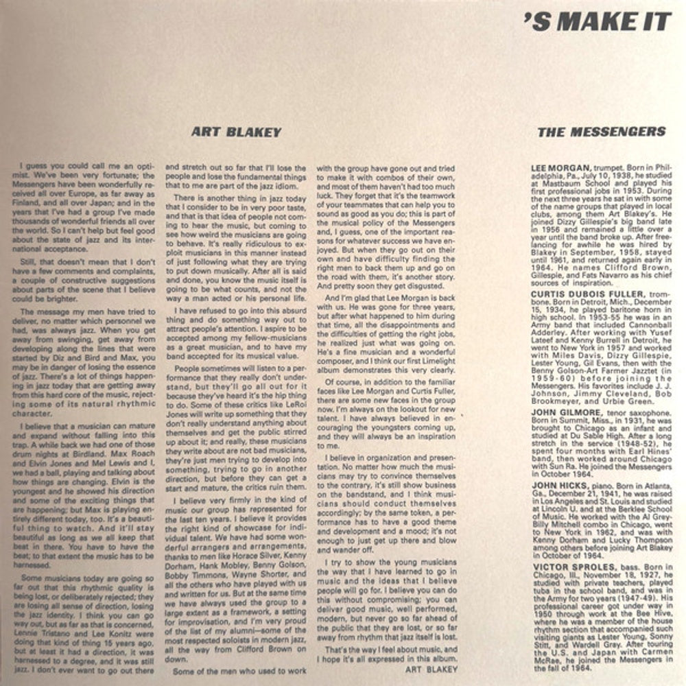 Image 4: Art Blakey  & The Jazz Messengers – 's Make It (Verve Vault Series, 180 Gram LP Vinyl) Vinyl LP | Relix