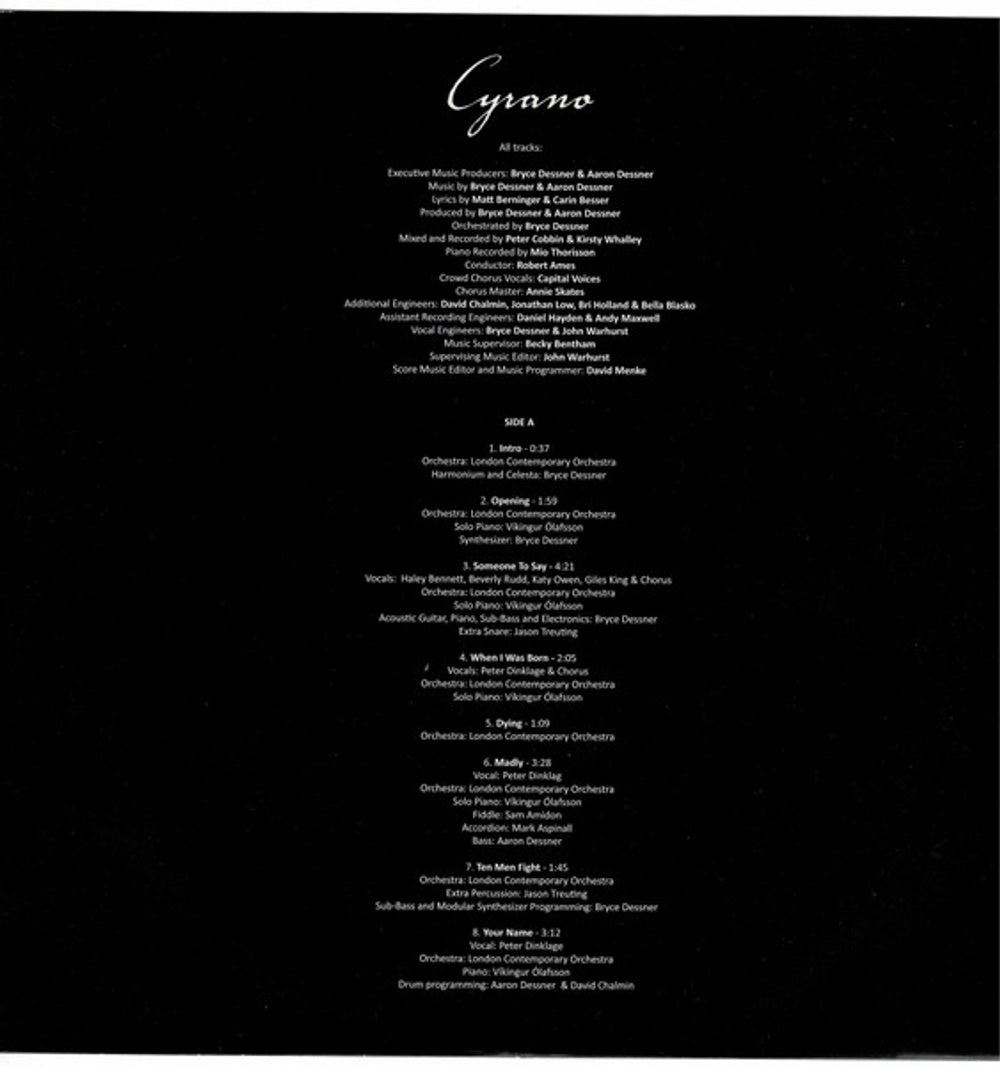 Image 4: Bryce Dessner  / Dessner,Aaron – Cyrano - O.S.T. Vinyl LP | Relix