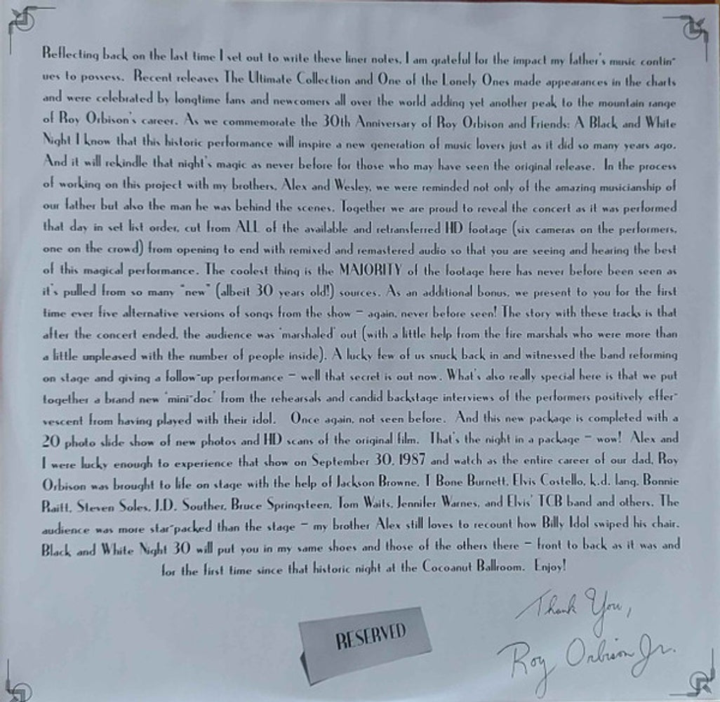 Image 4: Roy Orbison – Black & White Night 30 Vinyl LP | Relix