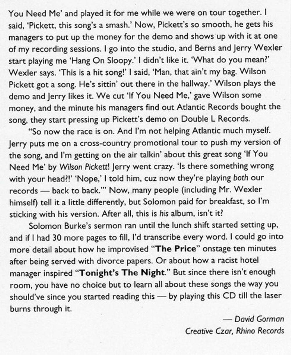 Image 4: Solomon Burke – The Very Best Of Solomon Burke CD | Relix