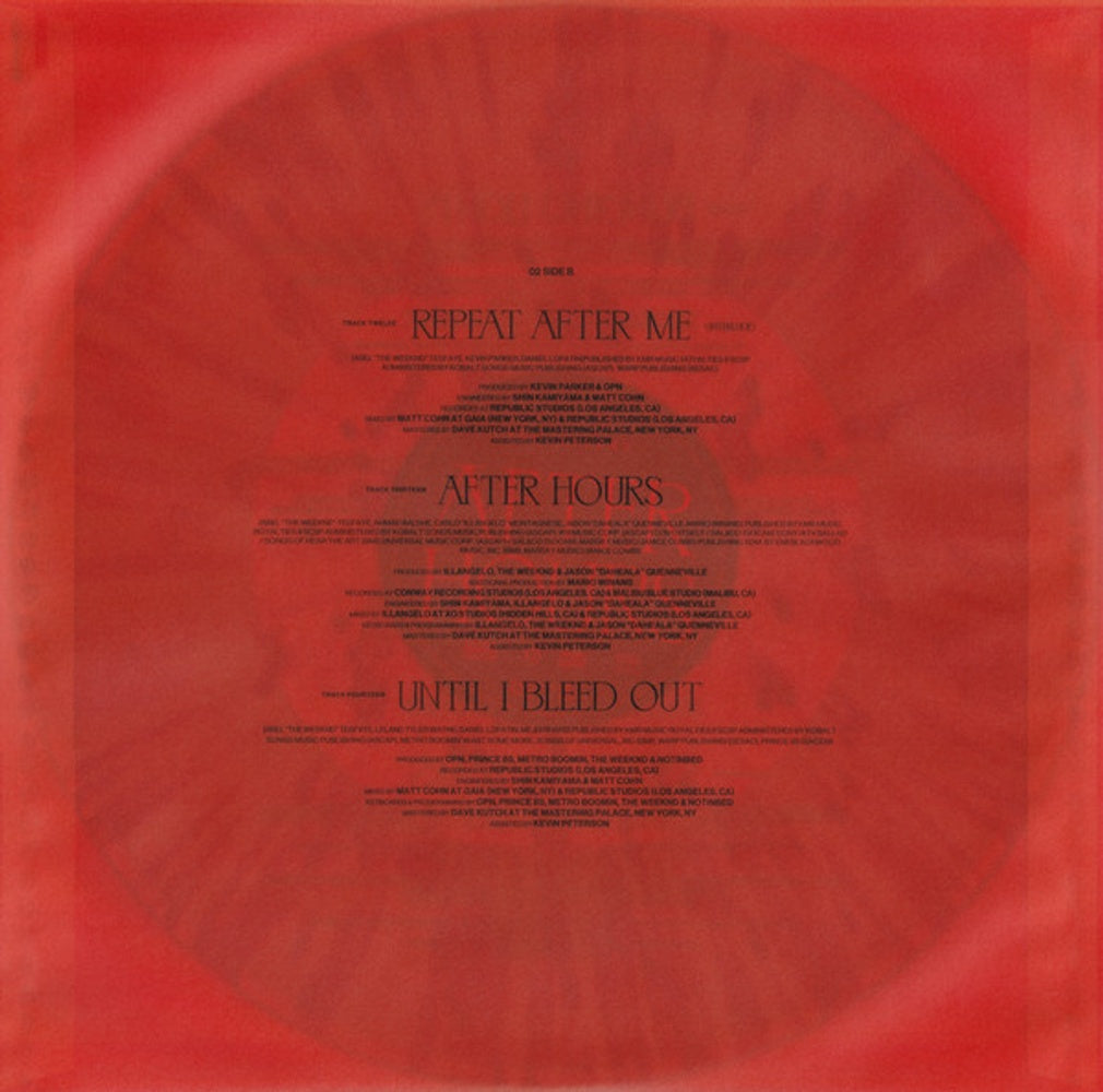 Image 4: The Weeknd – After Hours (Limited Edition Clear w/Red Splatter LP Vinyl) Vinyl LP | Relix