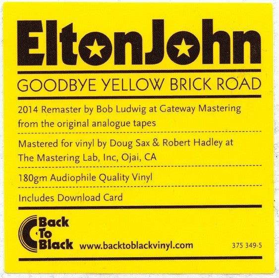 Image 5: Elton John – Goodbye Yellow Brick Road: 40th Anniversary (Remastered 4-LP Vinyl) Vinyl LP | Relix