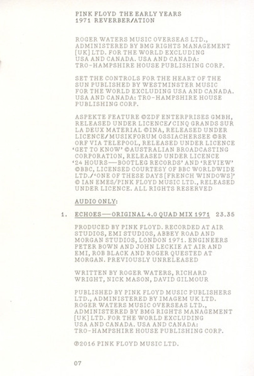 Image 5: Pink Floyd – 1971 Reverber/Ation (Box Set CD) CD | Relix