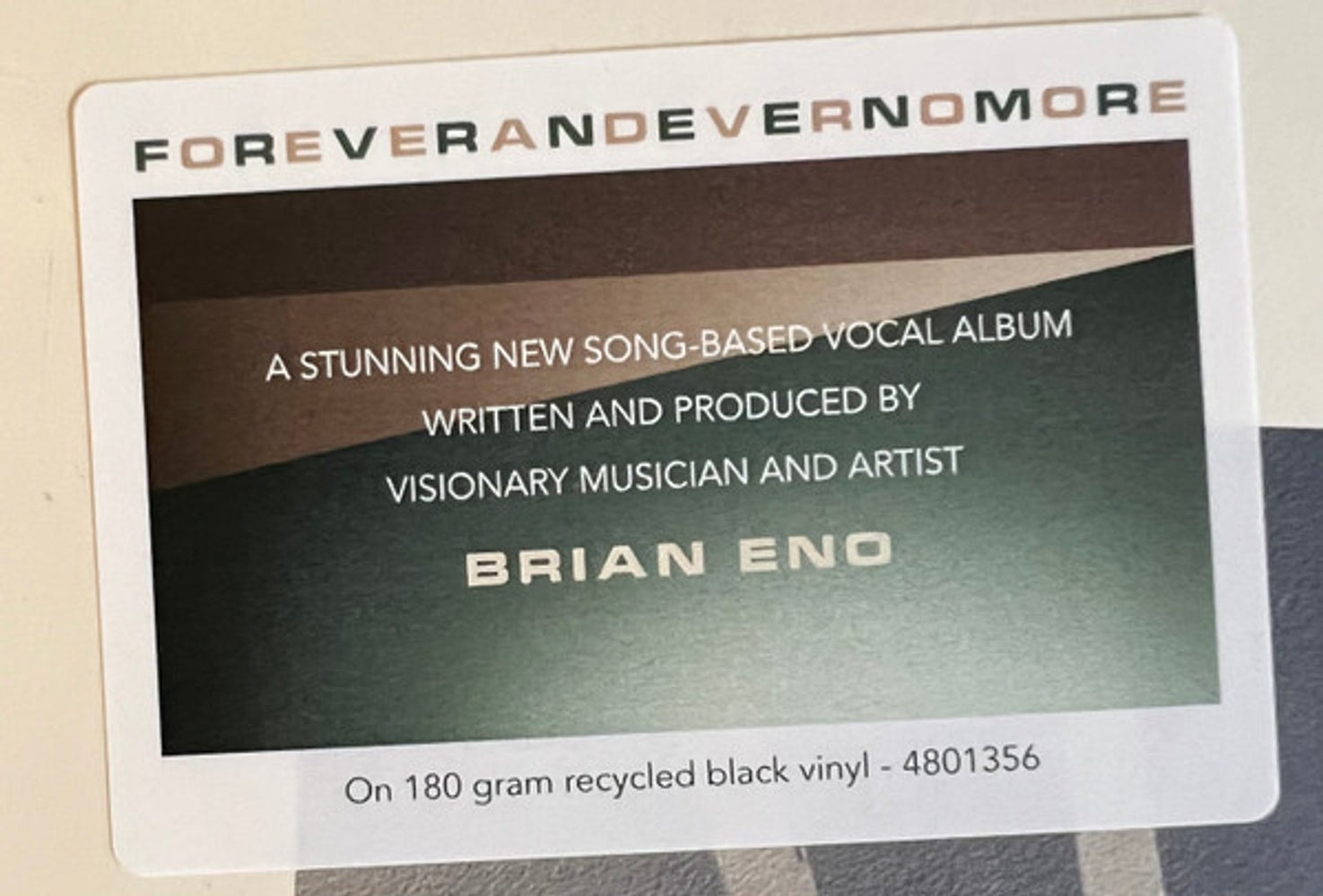 Image 6: Brian Eno – FOREVERANDEVERNOMORE Vinyl LP | Relix