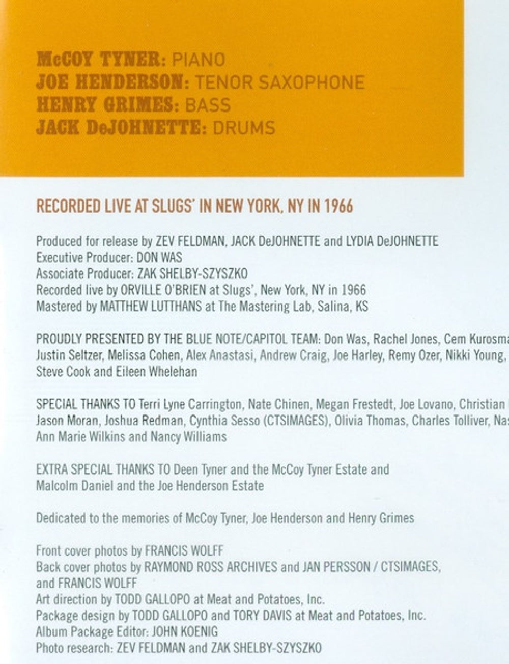 Image 6: Mccoy Tyner  / Joe Henderson – Forces Of Nature: Live At Slugs' CD | Relix