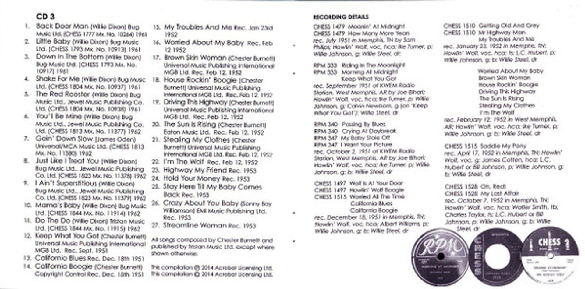 Image 7: Howlin' Wolf – Wolf, Howlin : Complete RPM &Chess Singles As & BS 1951-62 CD | Relix