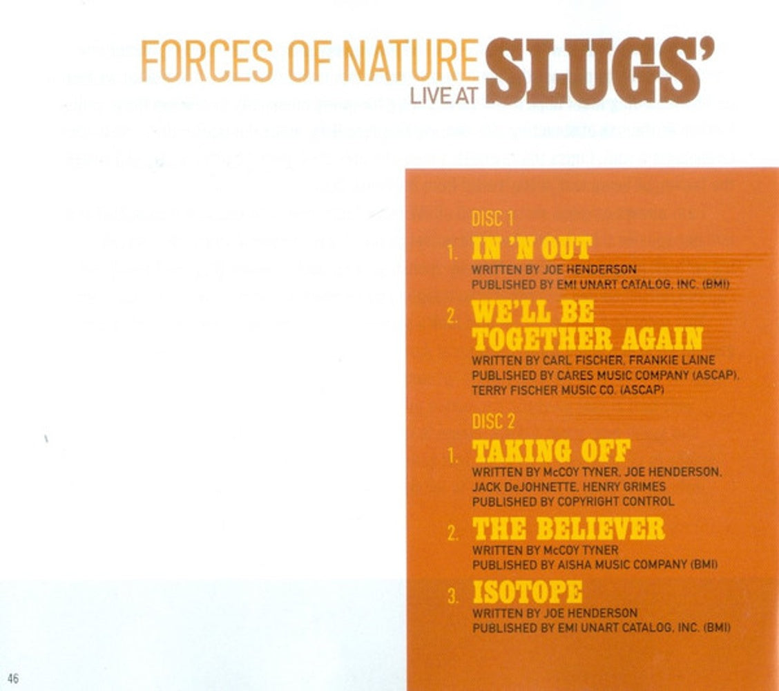 Image 7: Mccoy Tyner  / Joe Henderson – Forces Of Nature: Live At Slugs' CD | Relix