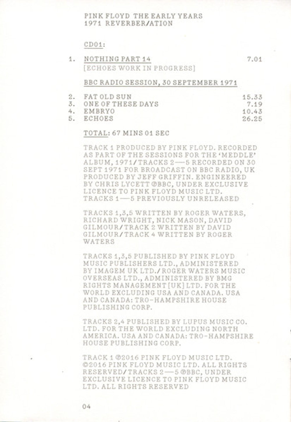 Image 7: Pink Floyd – 1971 Reverber/Ation (Box Set CD) CD | Relix