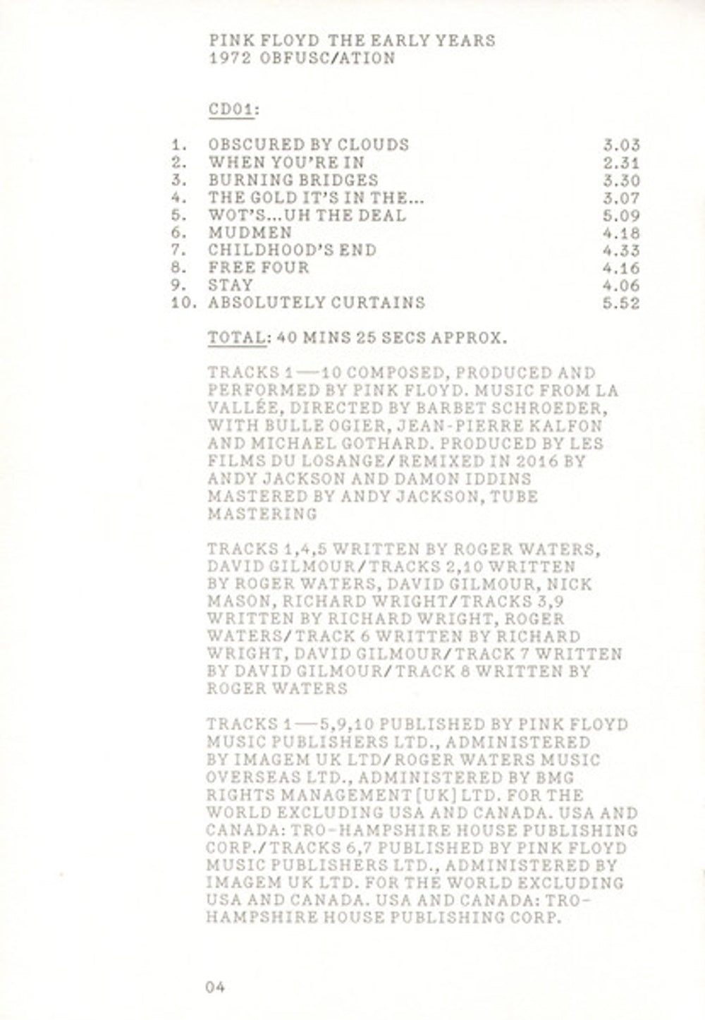 Image 7: Pink Floyd – 1972 Obfusc/Ation (Box Set 2-CD) CD | Relix