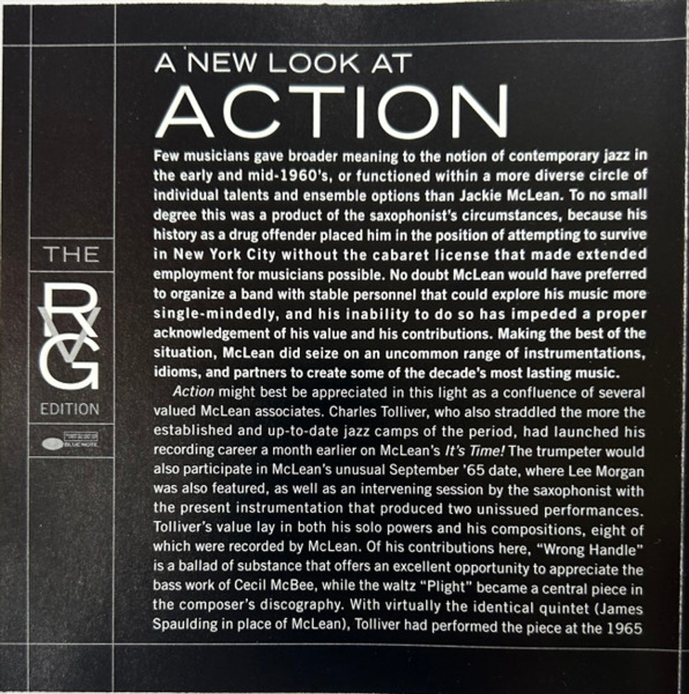 Image 8: Jackie Mclean – Action (Remastered CD) CD | Relix
