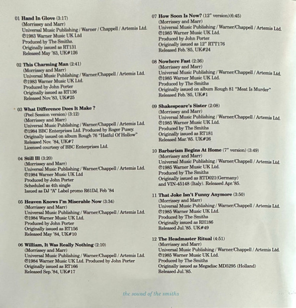 Image 8: Smiths – Sound Of The Smiths (Can CD) CD | Relix