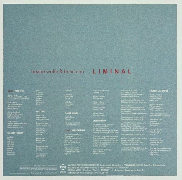Image: Brian Eno and Beatie Wolfe – Liminal Vinyl LP | Relix