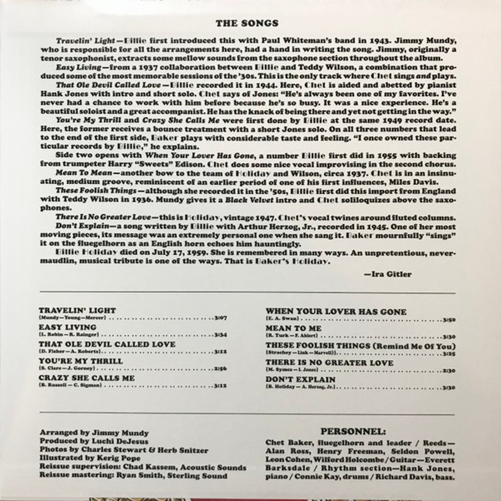 Image: Chet Baker – Baker's Holiday (Verve Acoustic Sounds Series LP Vinyl) Vinyl LP | Relix
