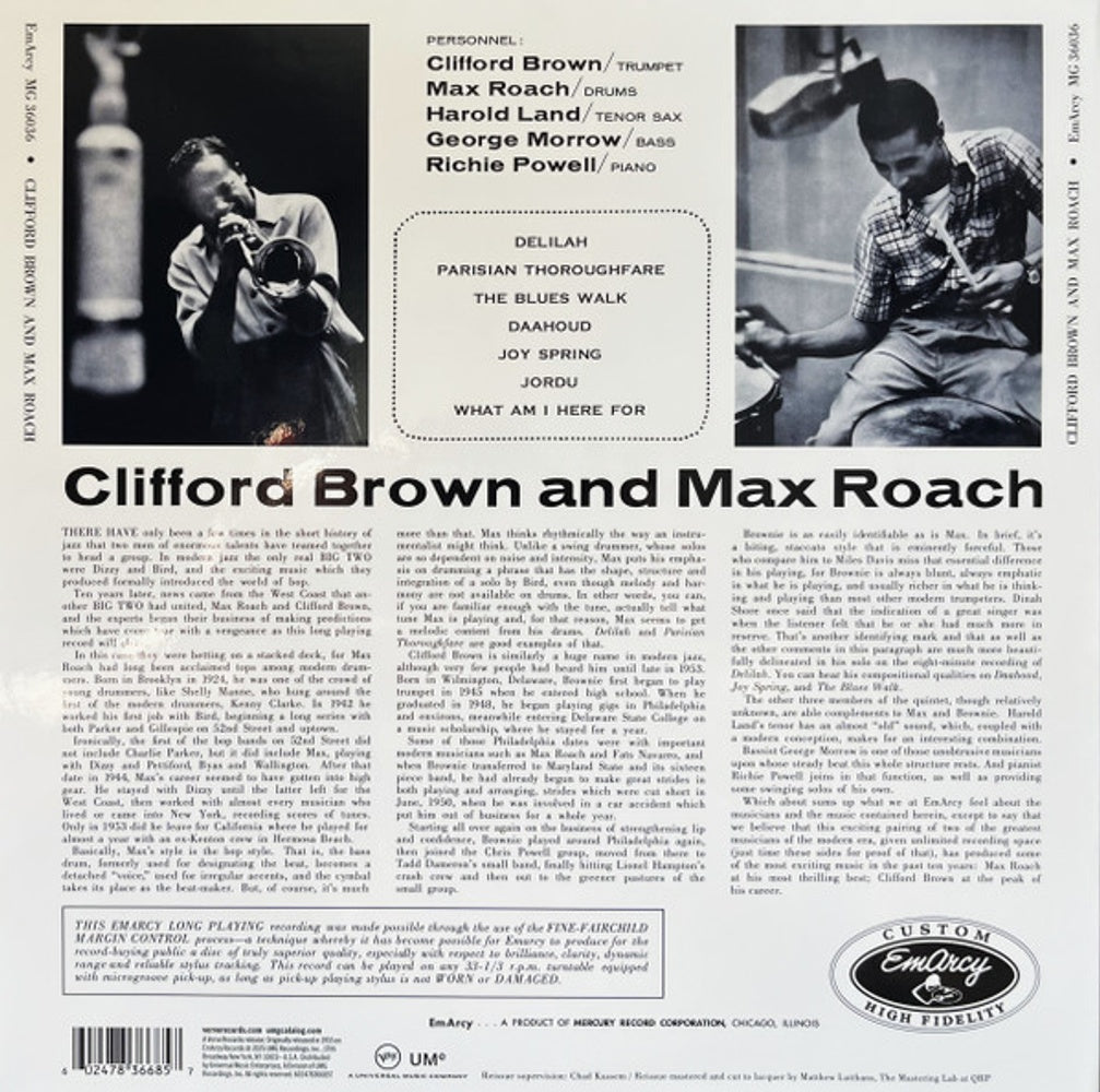 Image: Clifford Brown  / Roach,Max – Clifford Brown And Max Roach (180 Gram LP Vinyl) Vinyl LP | Relix