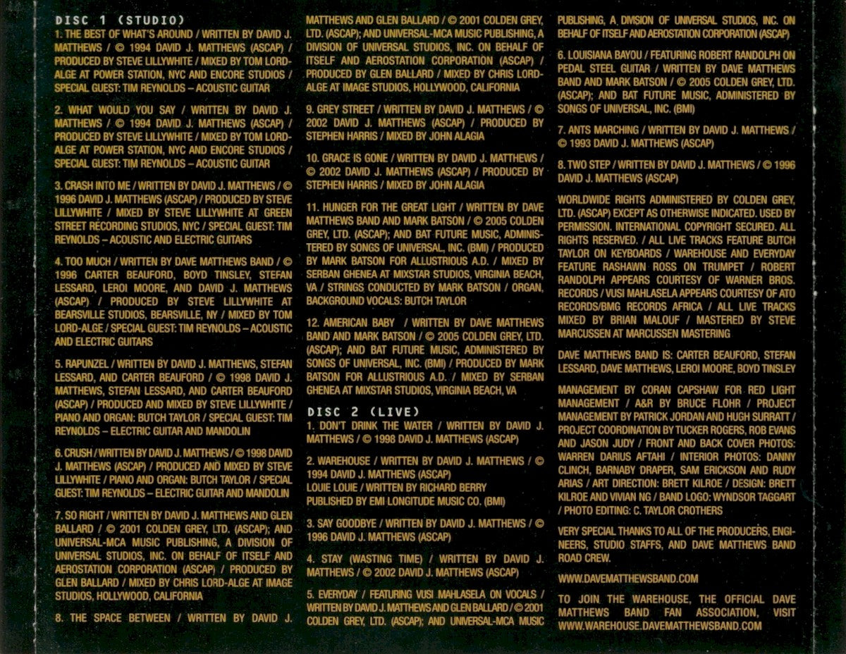Image: Dave Matthews Band – The Best Of What's Around, Vol. 1 (2-CD) CD | Relix