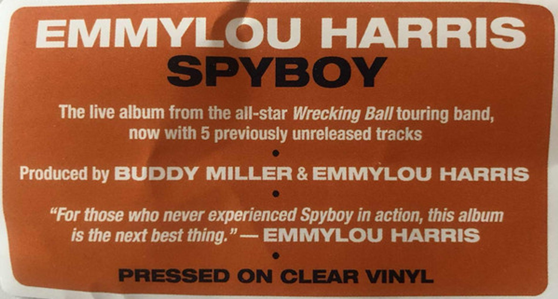 Image: Emmylou Harris – Spyboy - (Clear LP Vinyl) Vinyl LP | Relix