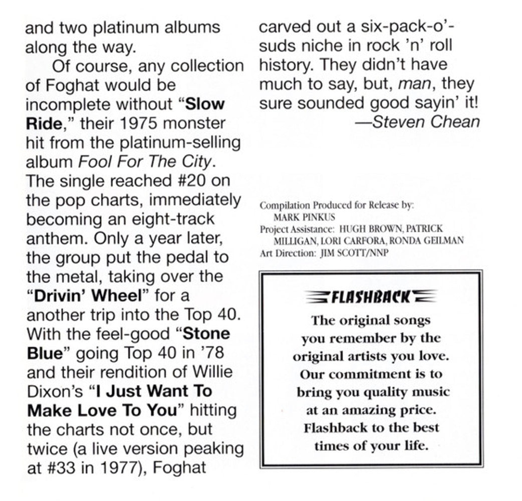 Image: Foghat – Slow Ride & Other Hits CD | Relix