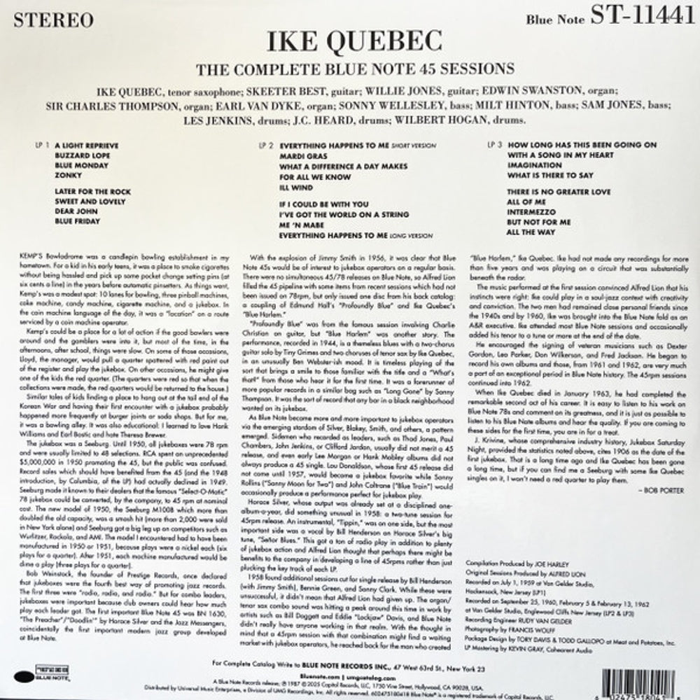 Image: Ike Quebec – Complete 45 Sessions (Blue Note Tone Poet Edition LP Vinyl) Vinyl LP | Relix